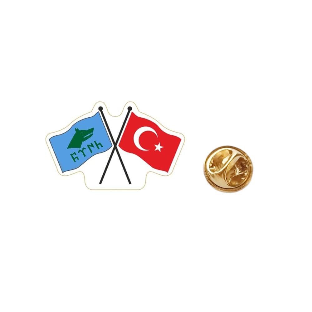 Göktürk ve Türk Bayrağı Görselli Yaka Rozeti 1 Adet Göktürk ve Türk Bayrağı Görselli Yaka Rozeti 1 Adet