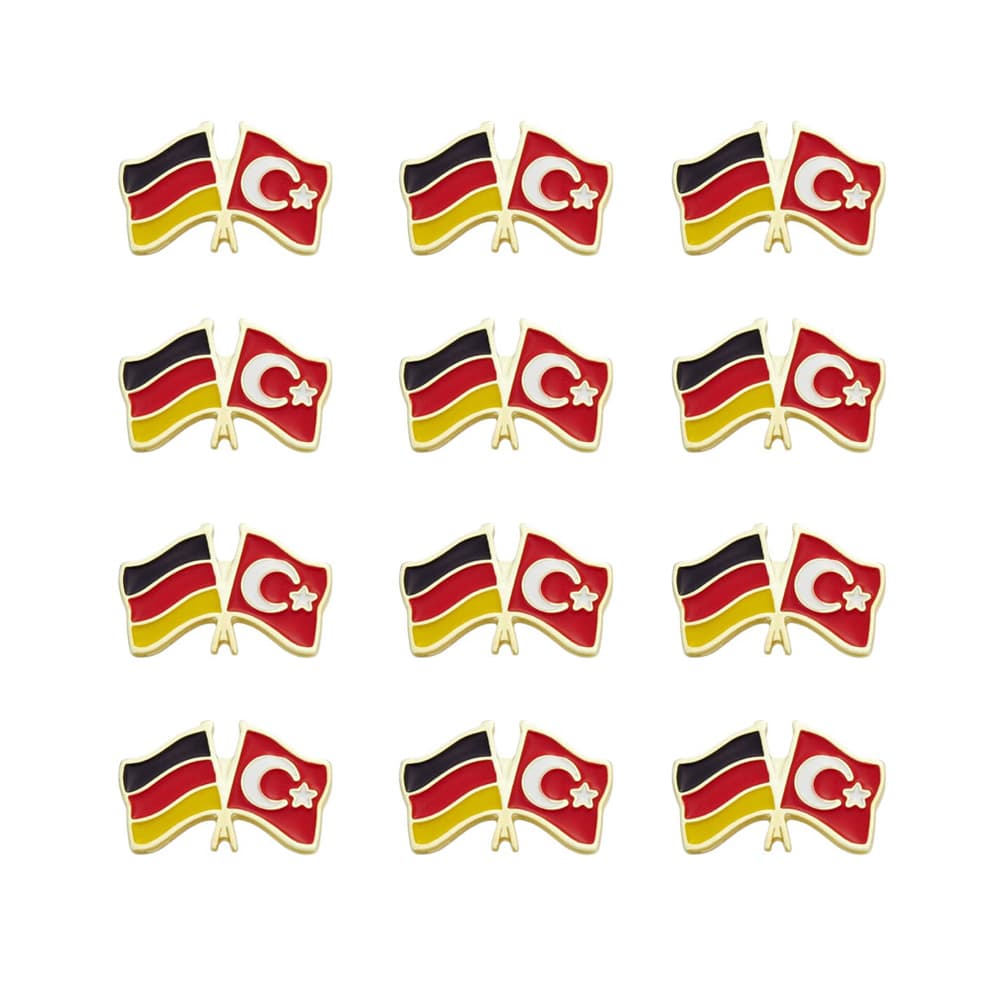 Gold Renk Almanya Türkiye Bayrak Yaka Rozeti 1 Paket 12 li Gold Renk Almanya Türkiye Bayrak Yaka Rozeti 1 Paket 12 li
