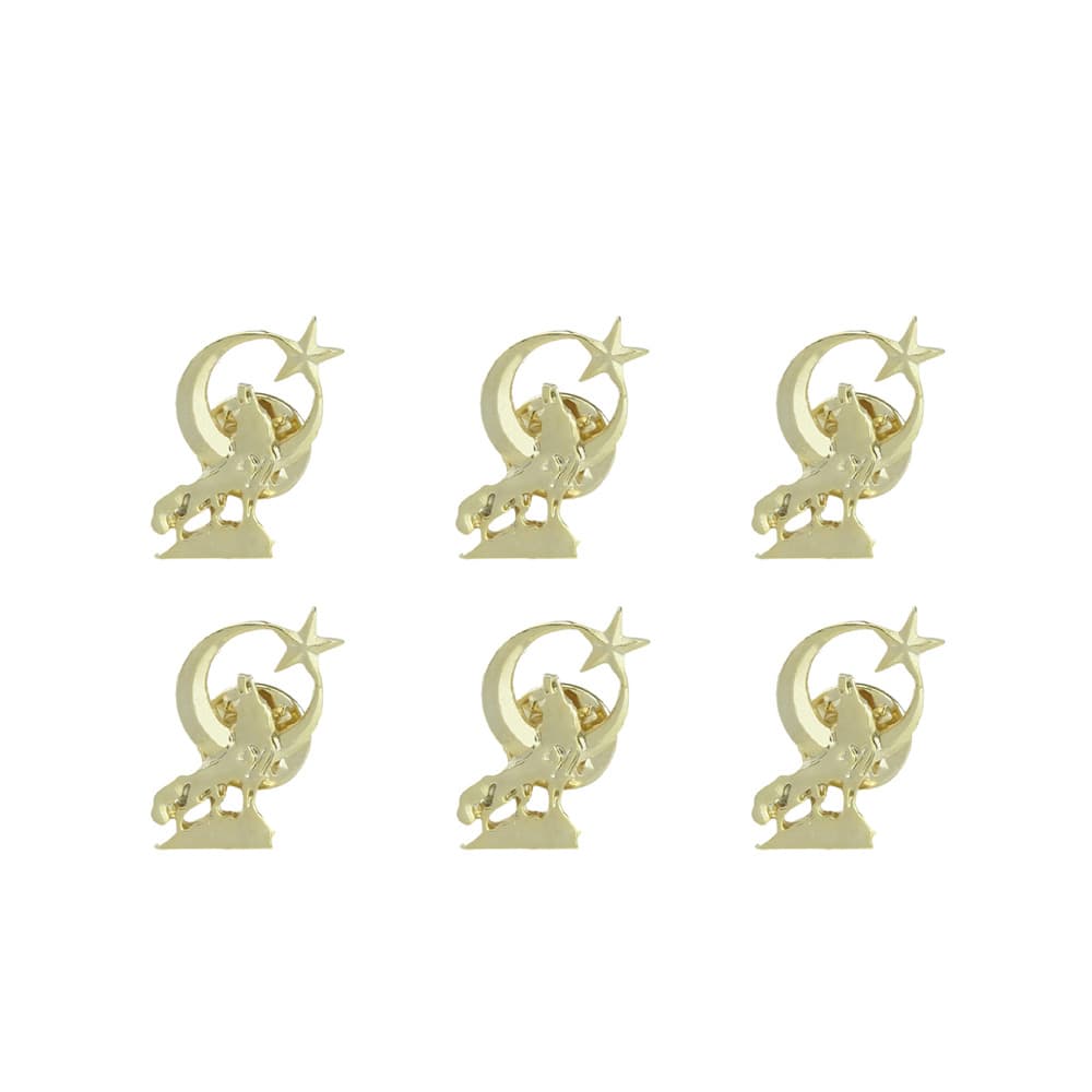 Gold Renk Ay Yıldızlı Uluyan Kurt Metal Yaka Rozeti 1 Paket 6'lı Gold Renk Ay Yıldızlı Uluyan Kurt Metal Yaka Rozeti 1 Paket 6'lı