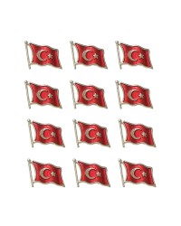Gold Renk Dalğalı Türk Bayrağı Metal Yaka Rozeti 1 Paket 12li Gold Renk Dalğalı Türk Bayrağı Metal Yaka Rozeti 1 Paket 12li