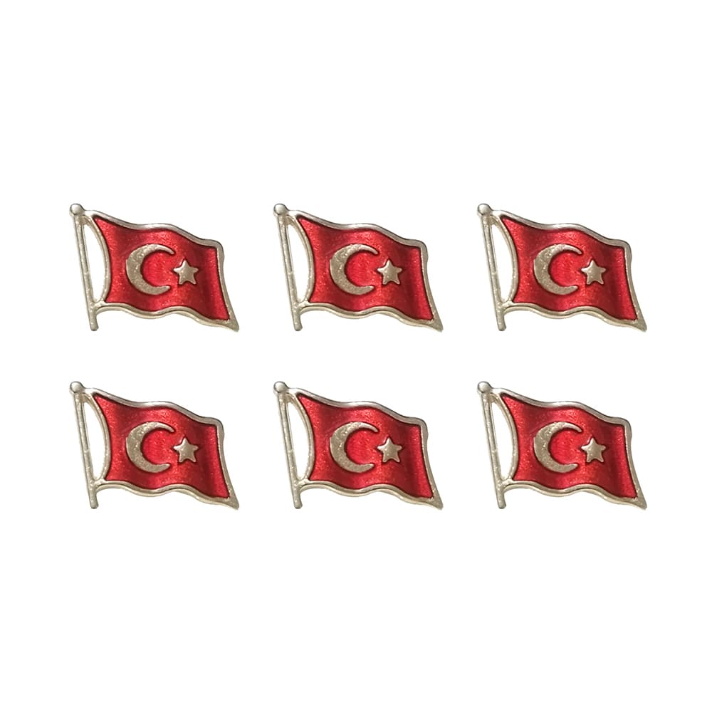 Gold Renk Dalğalı Türk Bayrağı Metal Yaka Rozeti 1 Paket 6lı Gold Renk Dalğalı Türk Bayrağı Metal Yaka Rozeti 1 Paket 6lı