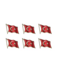 Gold Renk Dalğalı Türk Bayrağı Metal Yaka Rozeti 1 Paket 6lı Gold Renk Dalğalı Türk Bayrağı Metal Yaka Rozeti 1 Paket 6lı
