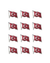 Gümüş Renk Dalğalı Türk Bayrağı Metal Yaka Rozeti 1 Paket 12li Gümüş Renk Dalğalı Türk Bayrağı Metal Yaka Rozeti 1 Paket 12li