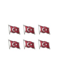 Gümüş Renk Dalğalı Türk Bayrağı Metal Yaka Rozeti 1 Paket 6lı Gümüş Renk Dalğalı Türk Bayrağı Metal Yaka Rozeti 1 Paket 6lı