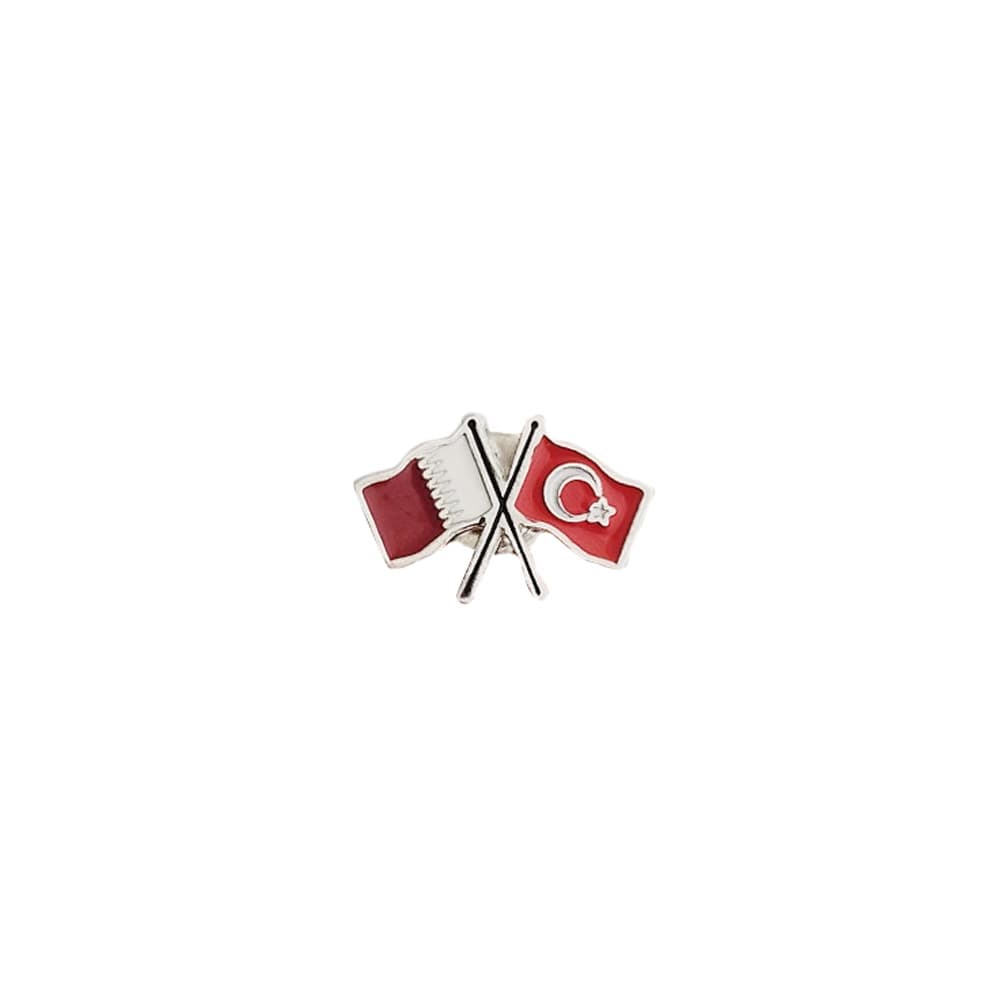 Katar ve Türkiye Bayrak Metal Yaka Rozeti 1 Adet Katar ve Türkiye Bayrak Metal Yaka Rozeti 1 Adet