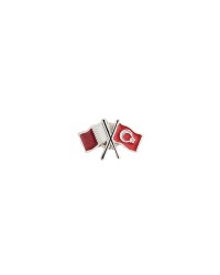 Katar ve Türkiye Bayrak Metal Yaka Rozeti 1 Adet