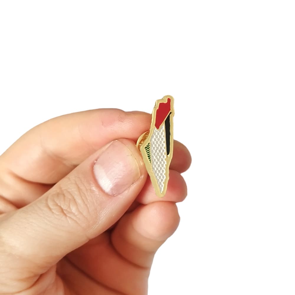 Renkli Filistin Haritası Tasarımlı Gold Renk Metal Yaka Rozeti 1 Paket 6lı