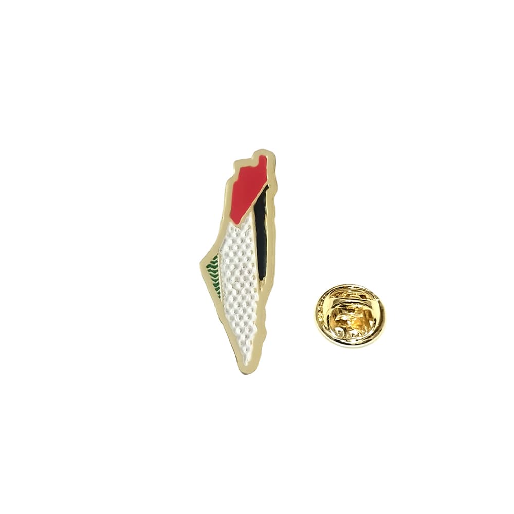 Renkli Filistin Haritası Tasarımlı Gold Renk Metal Yaka Rozeti 1 Paket 6lı