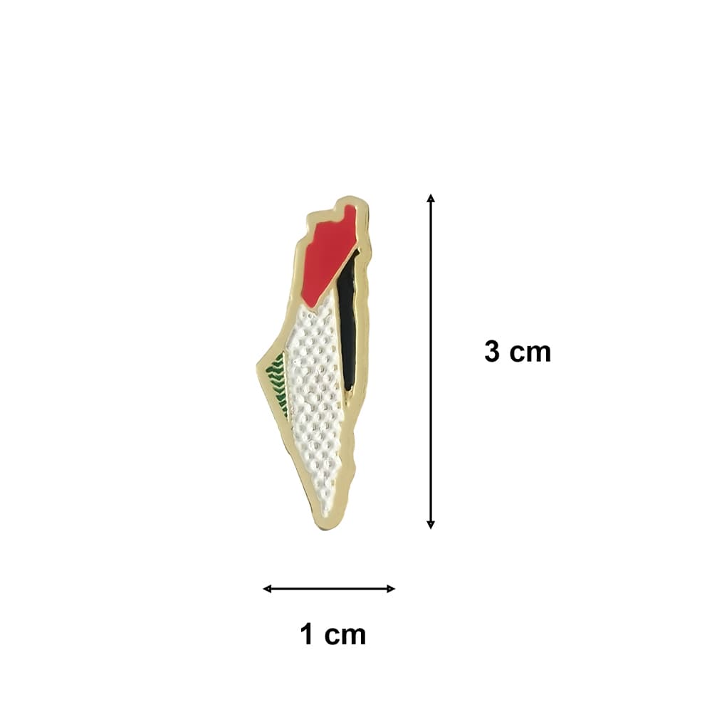 Renkli Filistin Haritası Tasarımlı Gold Renk Metal Yaka Rozeti 1 Paket 6lı