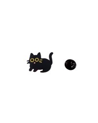 Siyah Kedi Tasarımlı Metal Yaka Rozeti 1 Adet