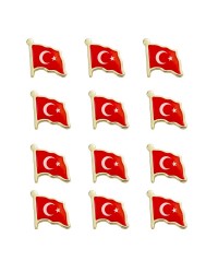 Türk Bayrağı Zamak Metal Yaka Rozeti 1 Paket 12'li Türk Bayrağı Zamak Metal Yaka Rozeti 1 Paket 12'li