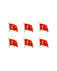 Türk Bayrağı Zamak Metal Yaka Rozeti 1 Paket 6'lı Türk Bayrağı Zamak Metal Yaka Rozeti 1 Paket 6'lı