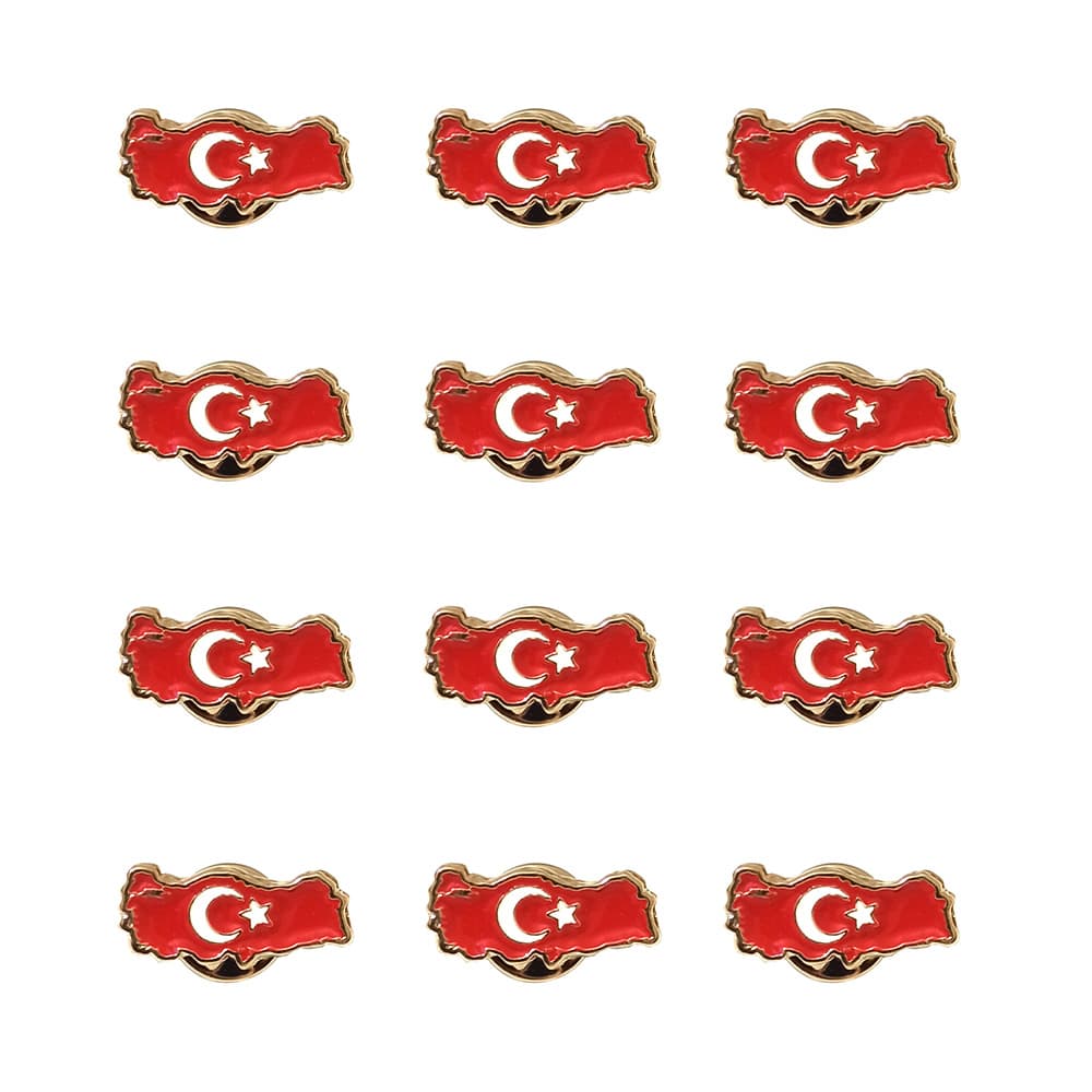 Türkiye Haritası Ay Yıldız Metal Yaka Rozeti 1 Paket 12li Türkiye Haritası Ay Yıldız Metal Yaka Rozeti 1 Paket 12li