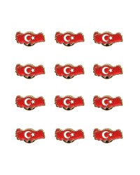 Türkiye Haritası Ay Yıldız Metal Yaka Rozeti 1 Paket 12li Türkiye Haritası Ay Yıldız Metal Yaka Rozeti 1 Paket 12li