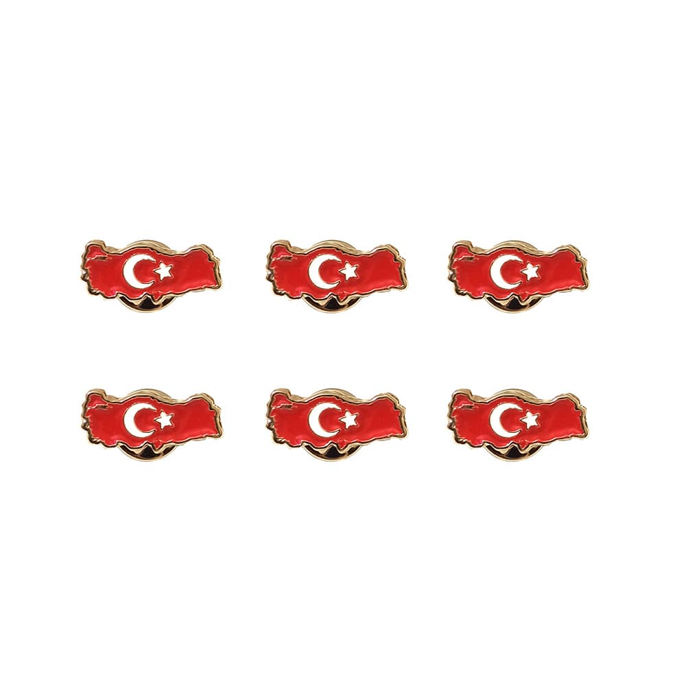 Türkiye Haritası Ay Yıldız Metal Yaka Rozeti 1 Paket 6lı Türkiye Haritası Ay Yıldız Metal Yaka Rozeti 1 Paket 6lı