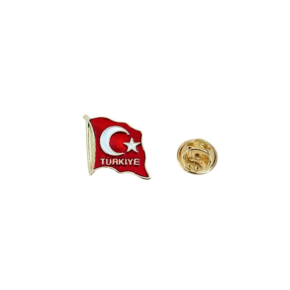 Türkiye Yazılı Türk Bayrağı Metal Yaka Rozeti 1 Adet