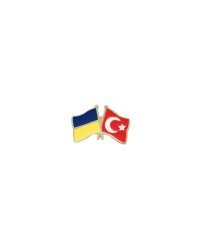Ukrayna Türkiye Bayrak Metal Yaka Rozeti 1 Adet