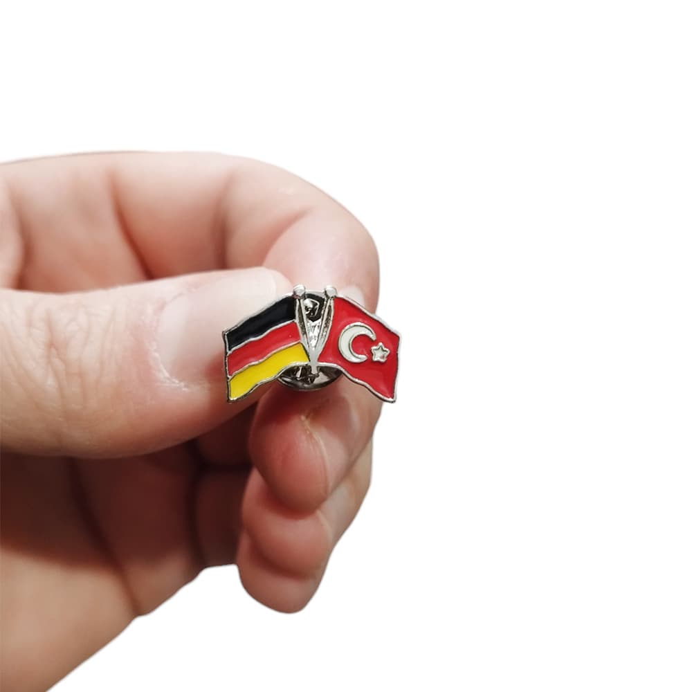 Almanya Türkiye Flamalı Metal Yaka Rozeti 1 Paket 12 li