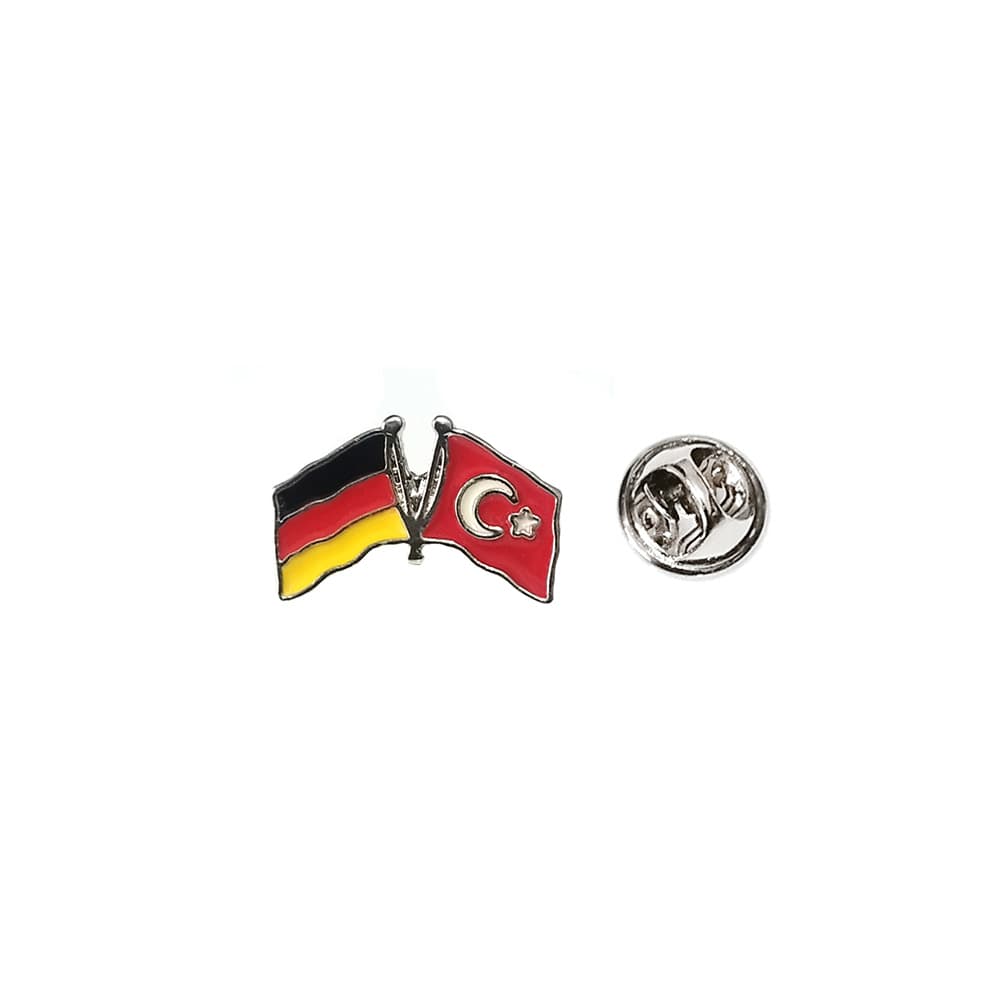 Almanya Türkiye Flamalı Metal Yaka Rozeti 1 Paket 12 li