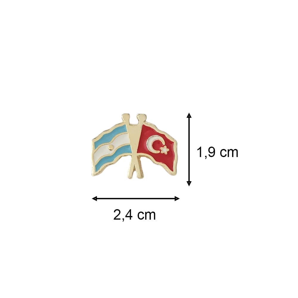 Arjantin Türkiye Bayrak Metal Yaka Rozeti 1 Adet