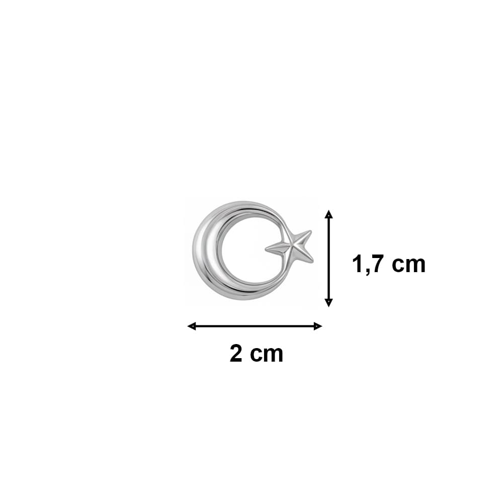 Ay Yıldız Parlak Krom Renk Metal Yaka Rozeti 1 Paket 6lı