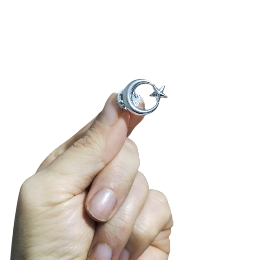 Ay Yıldız Parlak Krom Renk Metal Yaka Rozeti 1 Paket 6lı Ay Yıldız Parlak Krom Renk Metal Yaka Rozeti 1 Paket 6lı