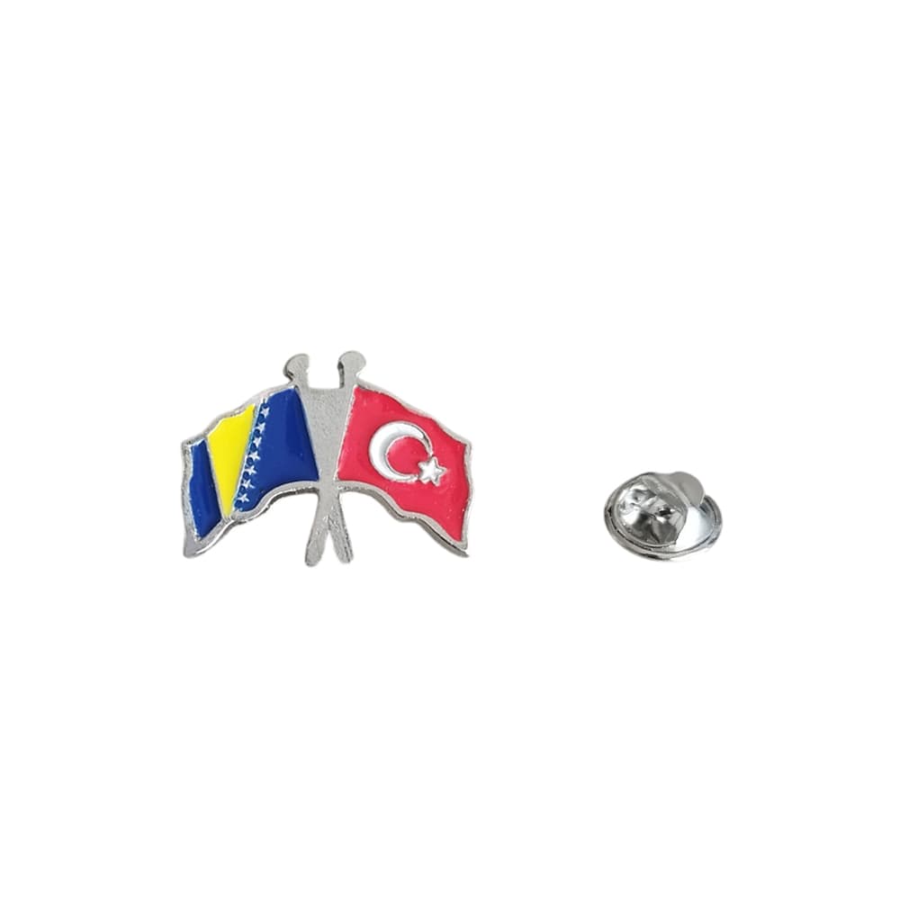 Bosna Hersek Türkiye Flamalı Bayrak Metal Yaka Rozeti 1 Adet Bosna Hersek Türkiye Flamalı Bayrak Metal Yaka Rozeti 1 Adet