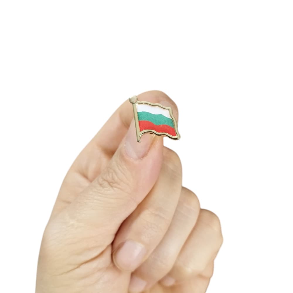 Metal Üzeri Damla Etiket Bulgaristan Bayrağı Yaka Rozeti 1 Adet