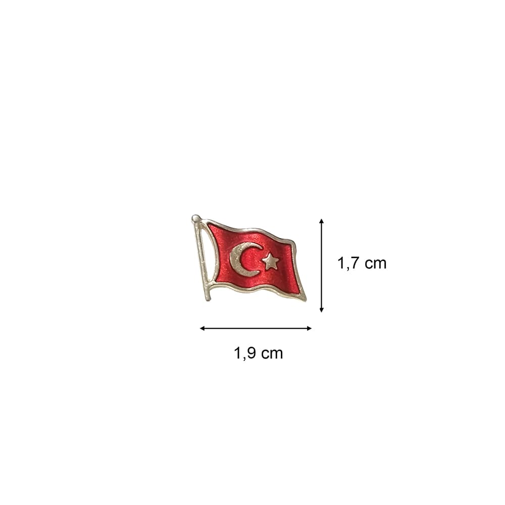 Gold Renk Dalğalı Türk Bayrağı Metal Yaka Rozeti 1 Adet