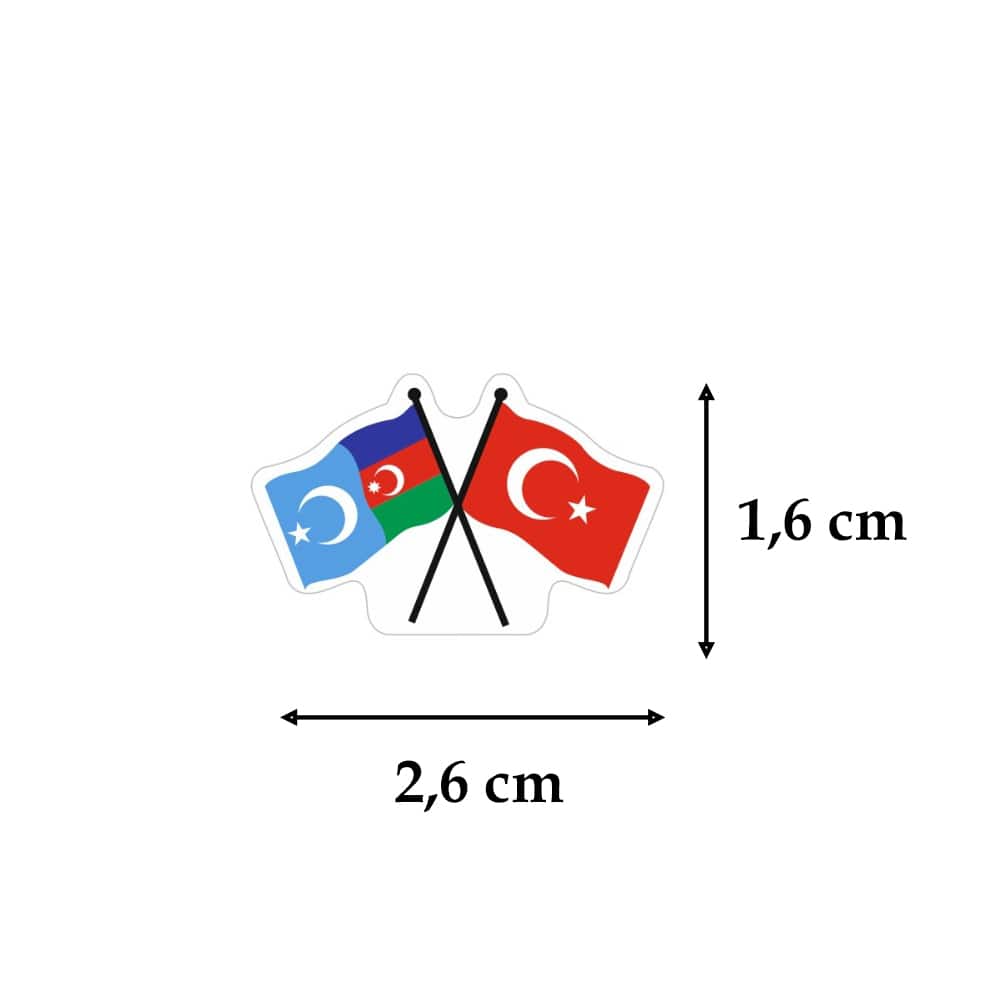 Doğu Türkistan Azerbaycan ve Türk Bayrak Flamalı Yaka Rozeti 1 Adet