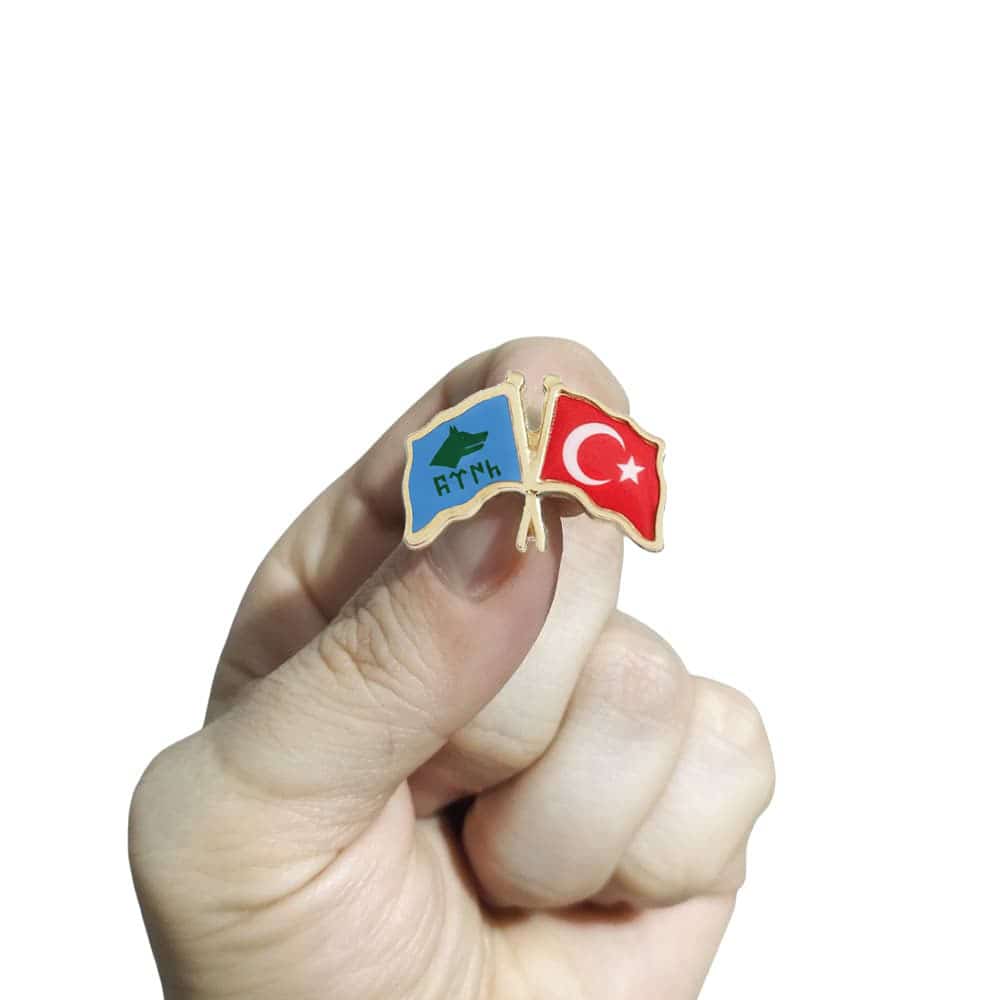 Göktürk ve Türk Bayrağı Yaka Rozeti 1 Paket 12li