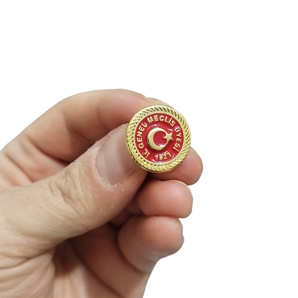 İl Genel Meclis Üyesi Yazılı Gold Renk Metal Yaka Rozeti 1 Paket 12li