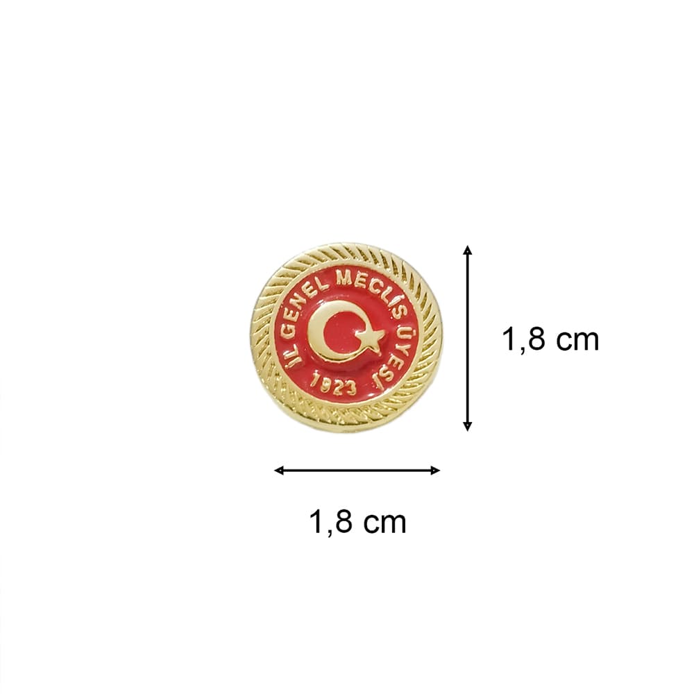 İl Genel Meclis Üyesi Yazılı Gold Renk Metal Yaka Rozeti 1 Paket 12li