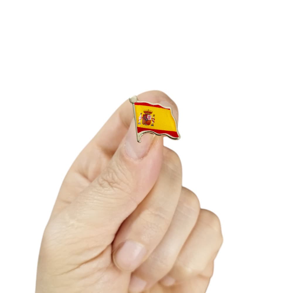 İspanya Bayrağı Zamak Metal Yaka Rozeti 1 Adet