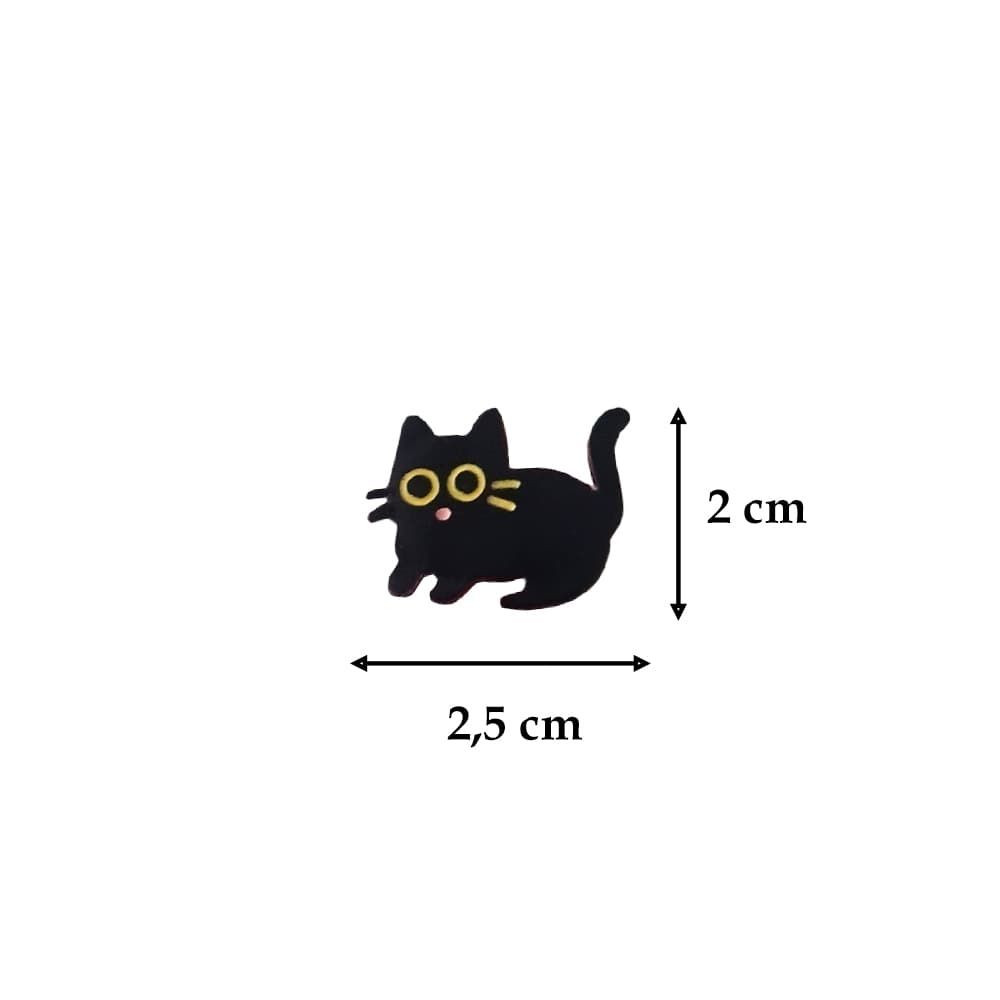 Siyah Kedi Tasarımlı Metal Yaka Rozeti 1 Adet