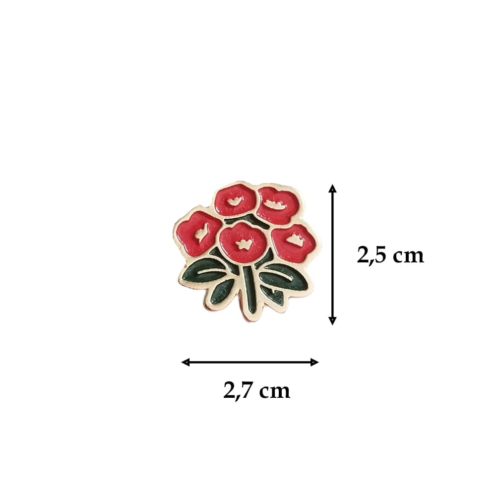 Kırmızı Çiçek Demeti Yaka Rozeti 1 Adet