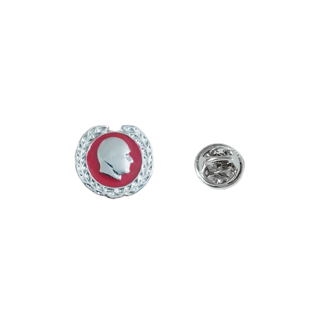 Kırmızı Defne Çelengi İşlemeli Atatürk Silüetli Metal Yaka Rozeti 1 Paket 12li
