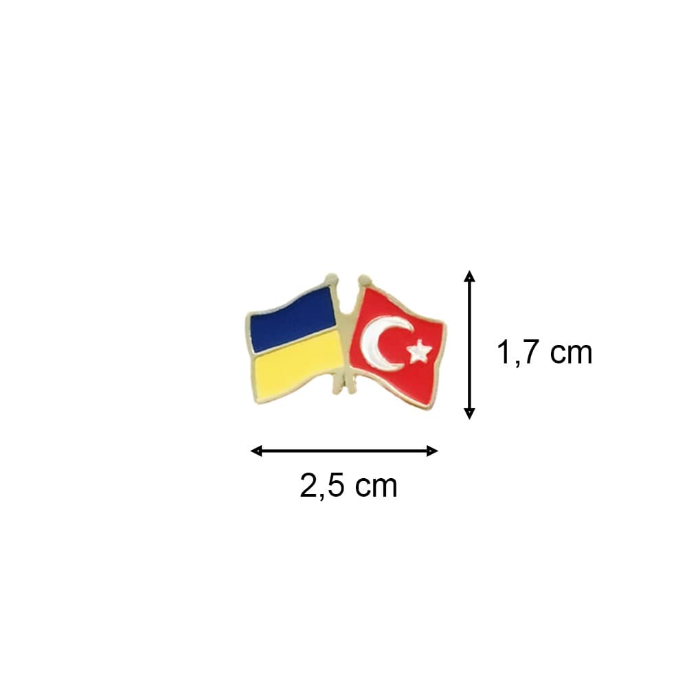 Ukrayna Türkiye Bayrak Metal Yaka Rozeti 1 Adet