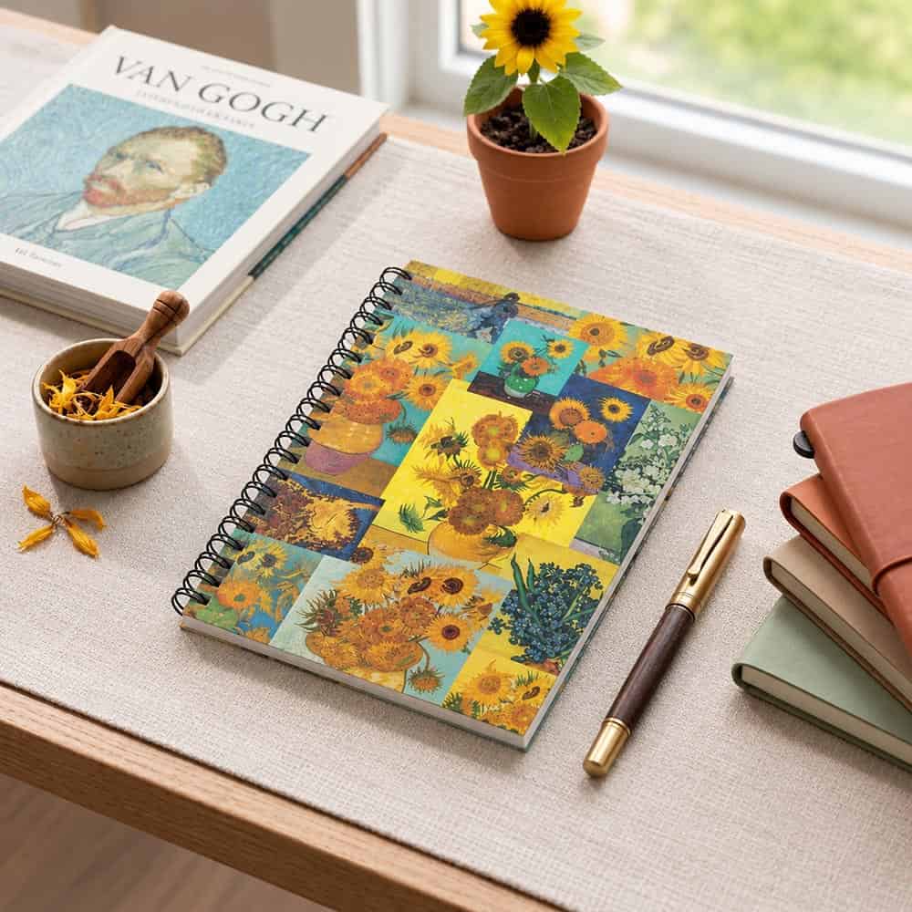 Van Gogh Ayçiçekleri Kolajı Sert Kapak Spiralli Haftalık Planlayıcı Defter Van Gogh Ayçiçekleri Kolajı Sert Kapak Spiralli Haftalık Planlayıcı Defter