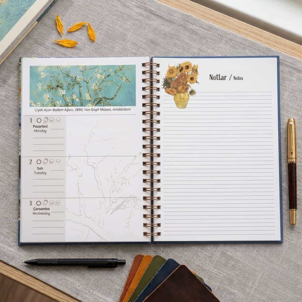 Van Gogh Karma Eserler Kolajı Sert Kapak Spiralli Haftalık Planlayıcı Defter