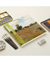 Claude Monet Gelincik Tarlası Tasarımlı 20x20 cm Karakalem Eskiz Defteri (60 Yaprak)