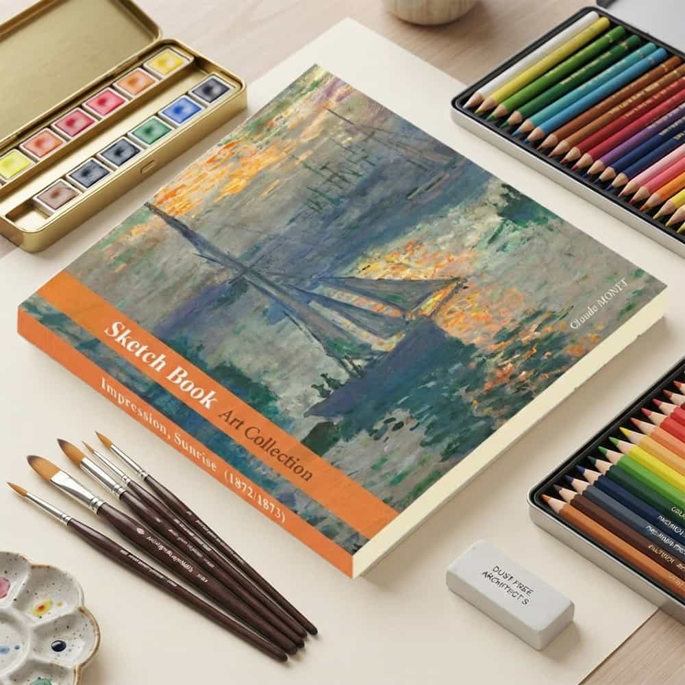 Claude Monet İzlenim Gün Doğumu Tasarımlı 20x20 cm Karakalem Eskiz Defteri (60 Yaprak) Claude Monet İzlenim Gün Doğumu Tasarımlı 20x20 cm Karakalem Eskiz Defteri (60 Yaprak)