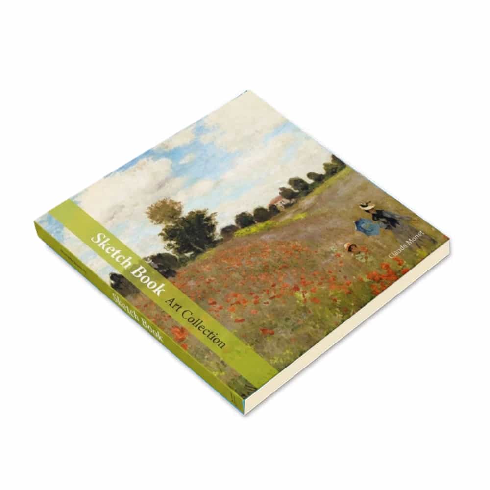 Claude Monet Gelincik Tarlası Tasarımlı 20x20 cm Karakalem Eskiz Defteri (60 Yaprak)