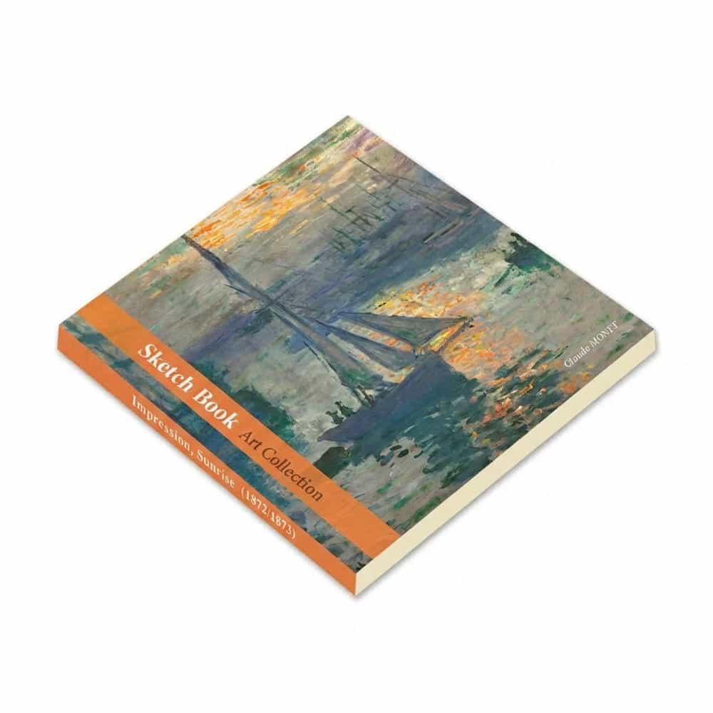 Claude Monet İzlenim Gün Doğumu Tasarımlı 20x20 cm Karakalem Eskiz Defteri (60 Yaprak)