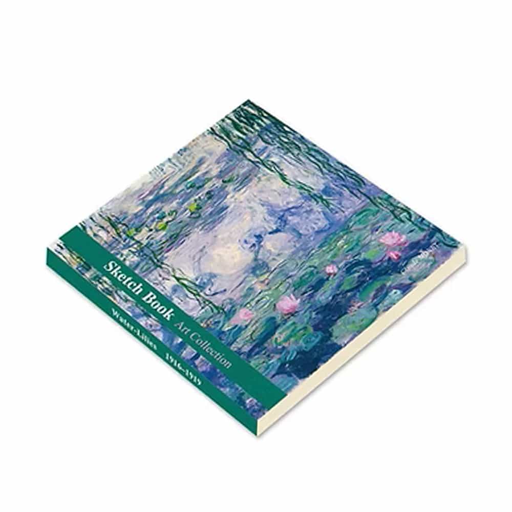 Claude Monet Nilüferler Tasarımlı 20x20 cm Karakalem Eskiz Defteri (60 Yaprak)