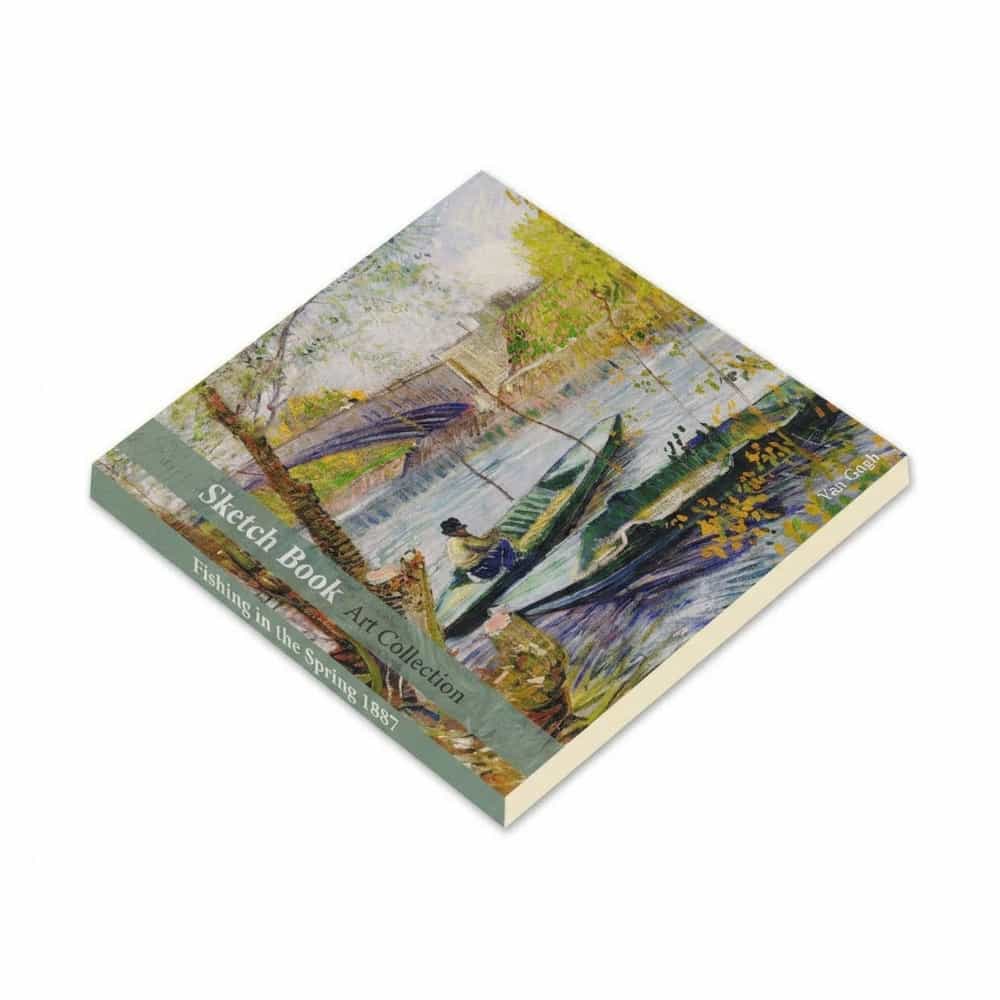 Van Gogh İlkbaharda Balık Avı Tasarımlı 20x20 cm Karakalem Eskiz Defteri (60 Yaprak)