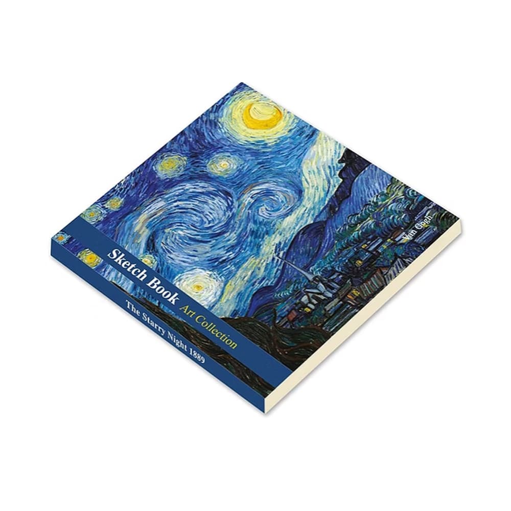 Van Gogh Yıldızlı Gece Tasarımlı 20x20 cm Karakalem Eskiz Defteri (60 Yaprak)