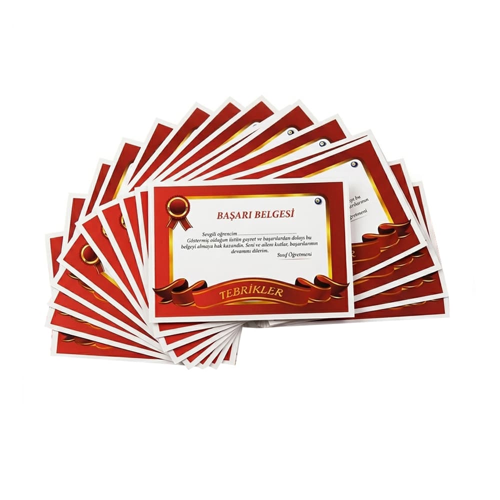 Kurdele Görsel Tasarımlı A5 Başarı Belgesi 1 Paket 20li Kurdele Görsel Tasarımlı A5 Başarı Belgesi 1 Paket 20li