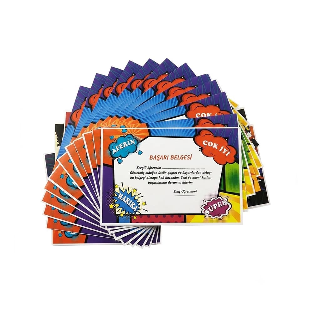 Motivasyon Yazılı Renkli A5 Başarı Belgesi 1 Paket 20li Motivasyon Yazılı Renkli A5 Başarı Belgesi 1 Paket 20li